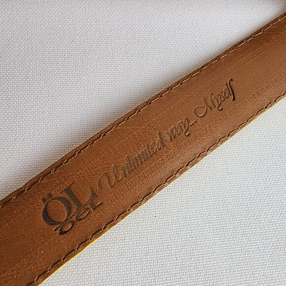 Yellow Leather Snake Skin Belt Bracelet - Picture 6 of 7